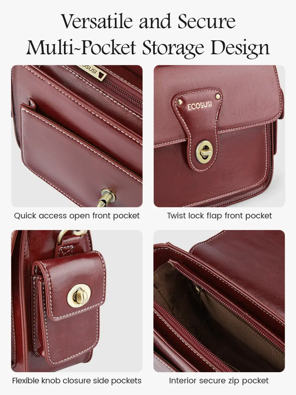 Alison Vintage Vegan Leather Crossbody Bag