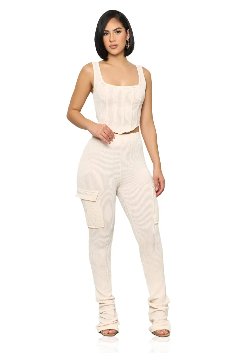 The One Ribbed Set (Cream)