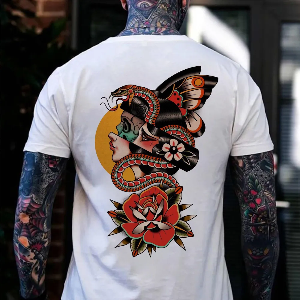 Under The Mask Snake Floral Printed Men's T-shirt