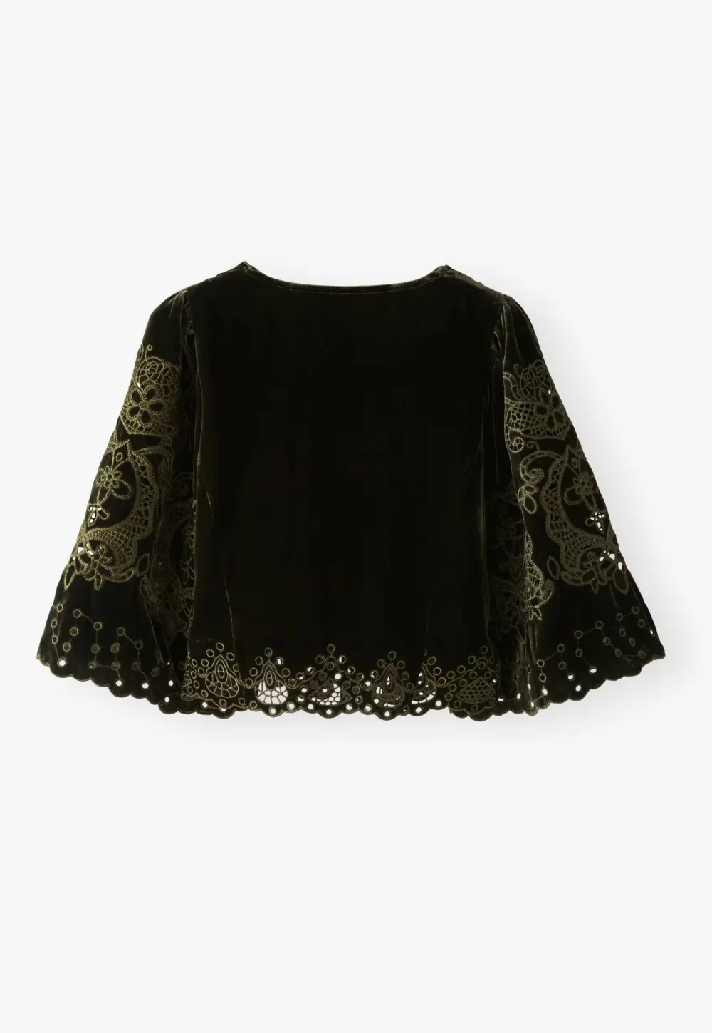 Cropped cutwork Jacket
Silk & viscose velvet