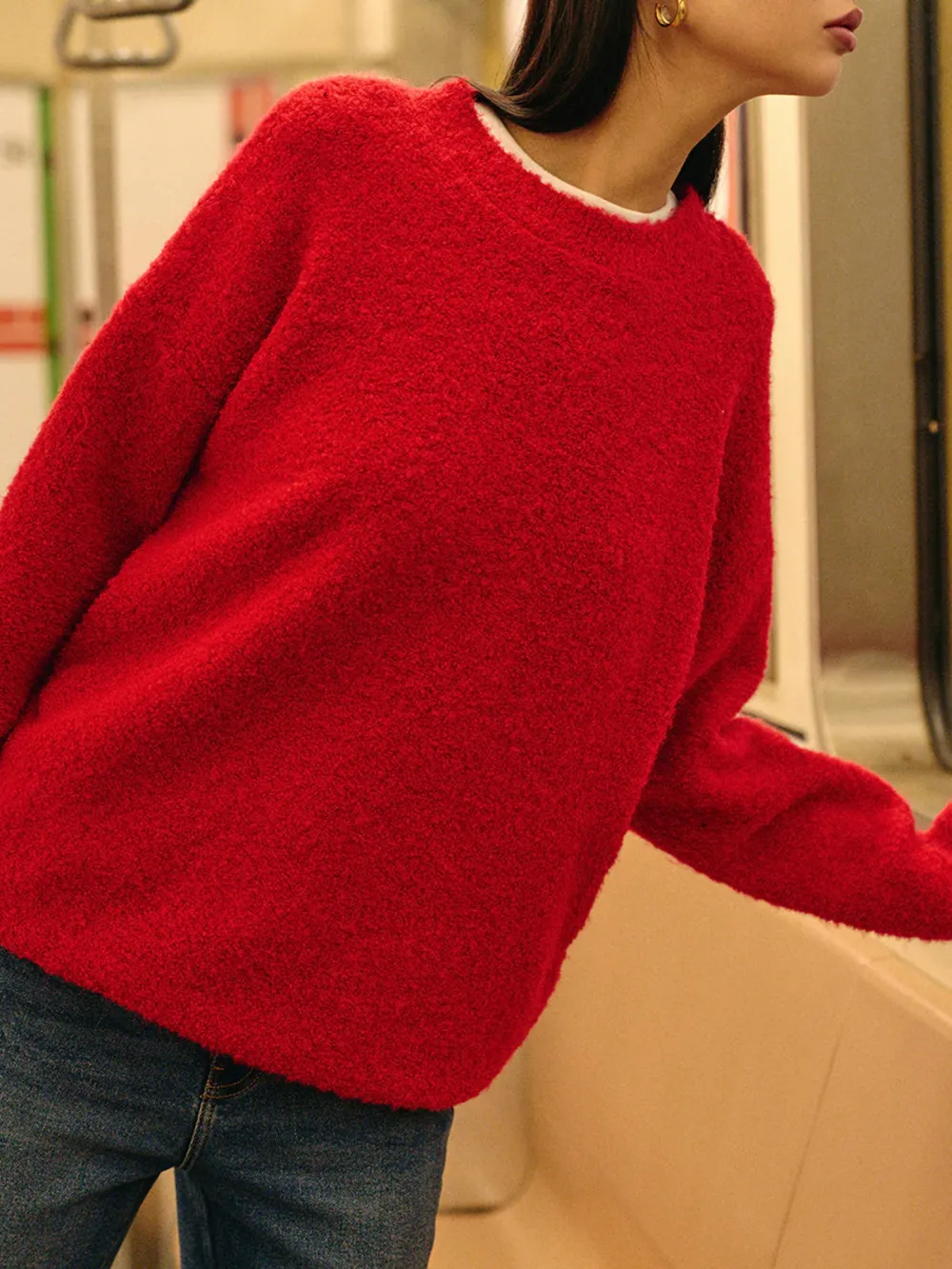 Round Neck Drop Shoulder Sweater