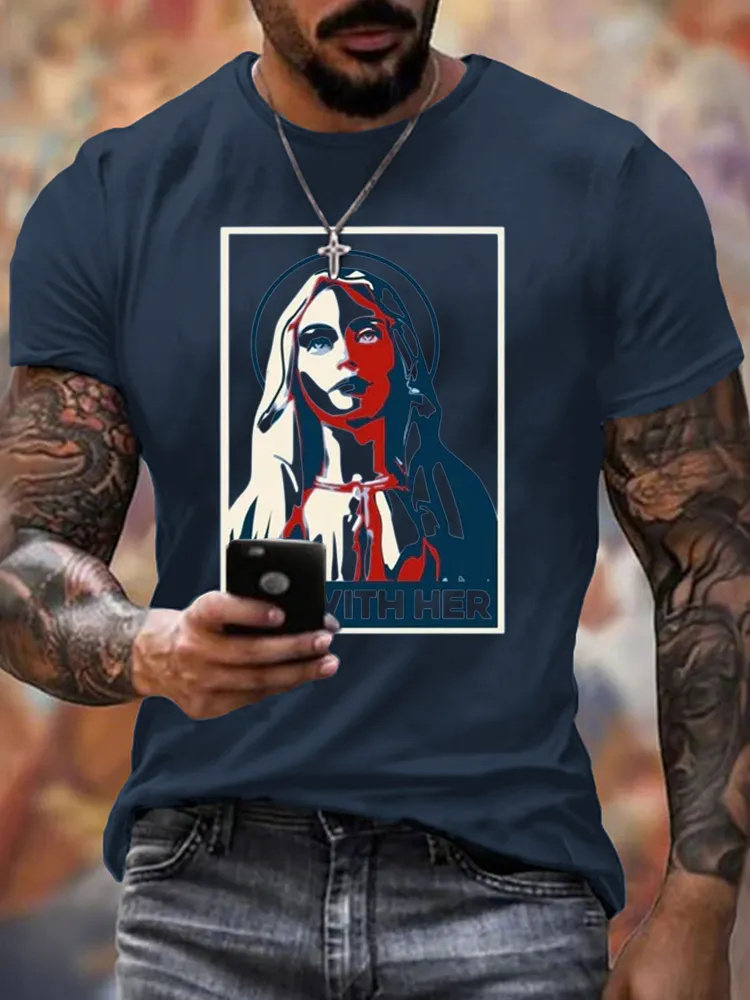 Men'S T-Shirt I'M With Her - Virgin Mary Adult T-Shirt Apostolic Gifts T-Shirt