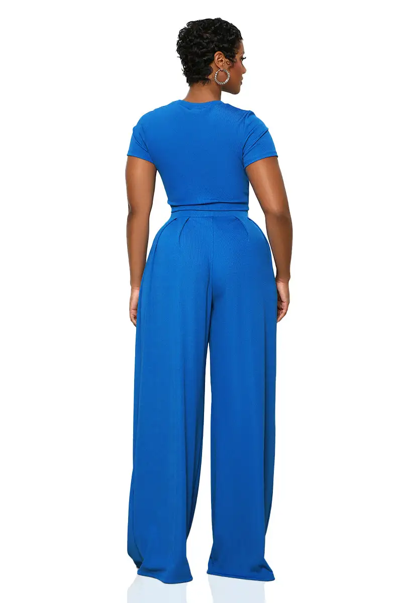 Just Blue Wide Leg Pants Set