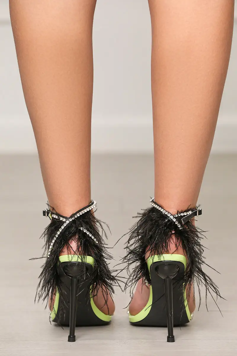 Ella Feather Lace Up Heel (Lime)- FINAL SALE