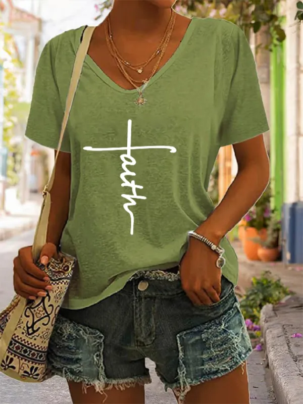 Women'S V-Neck T-Shirt Faith T-Shirt Apostolic Gifts T-Shirt
