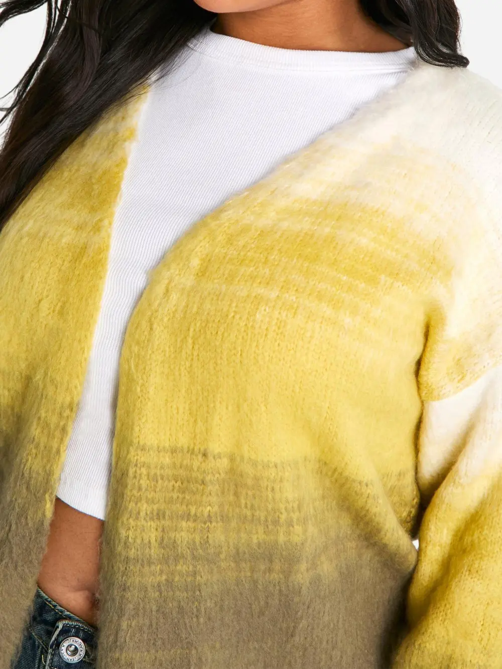 YELLOW OMBRE KNIT CARDIGAN