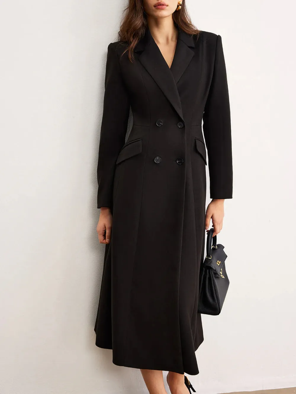Plain Button Up Long Blazer