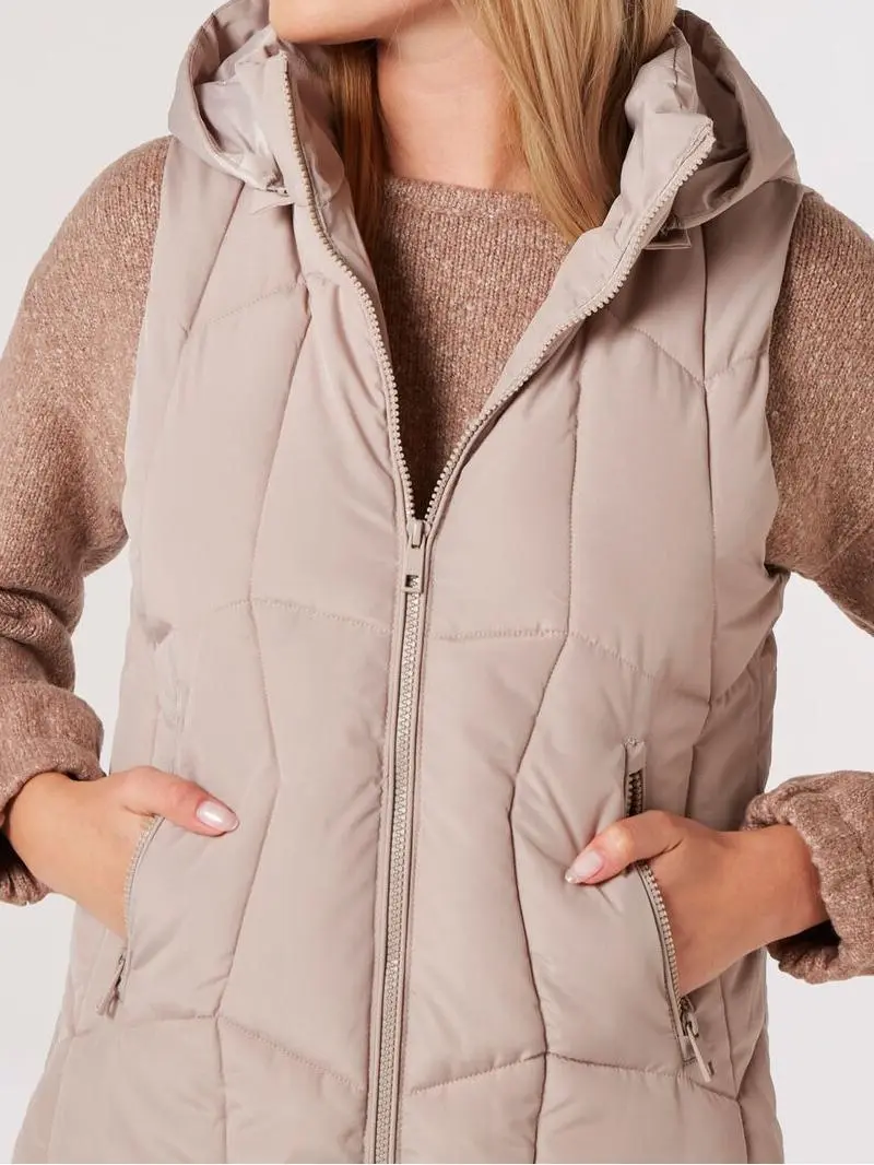 Hooded Longline Puffer Gilet