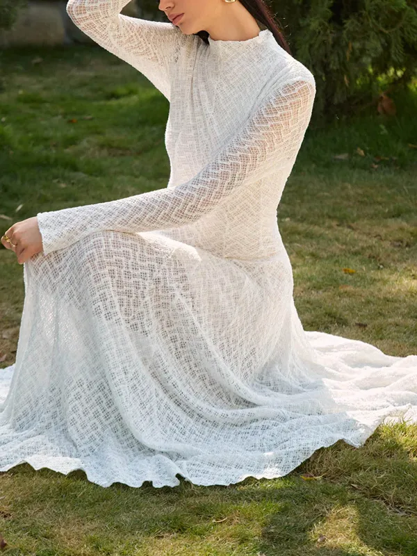 Lace Mock Neck Long Sleeve Dress