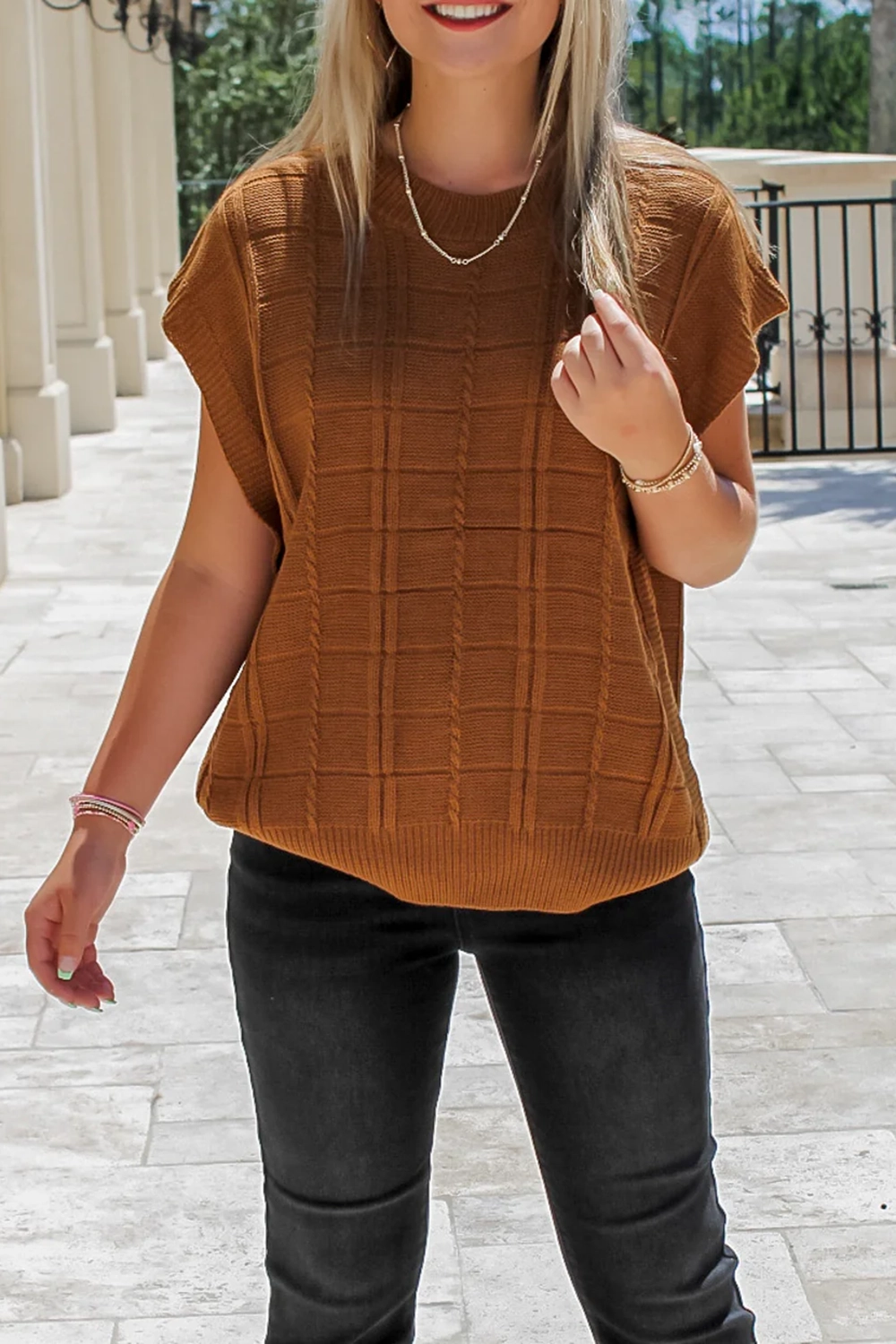 Brown Waffle Sweater