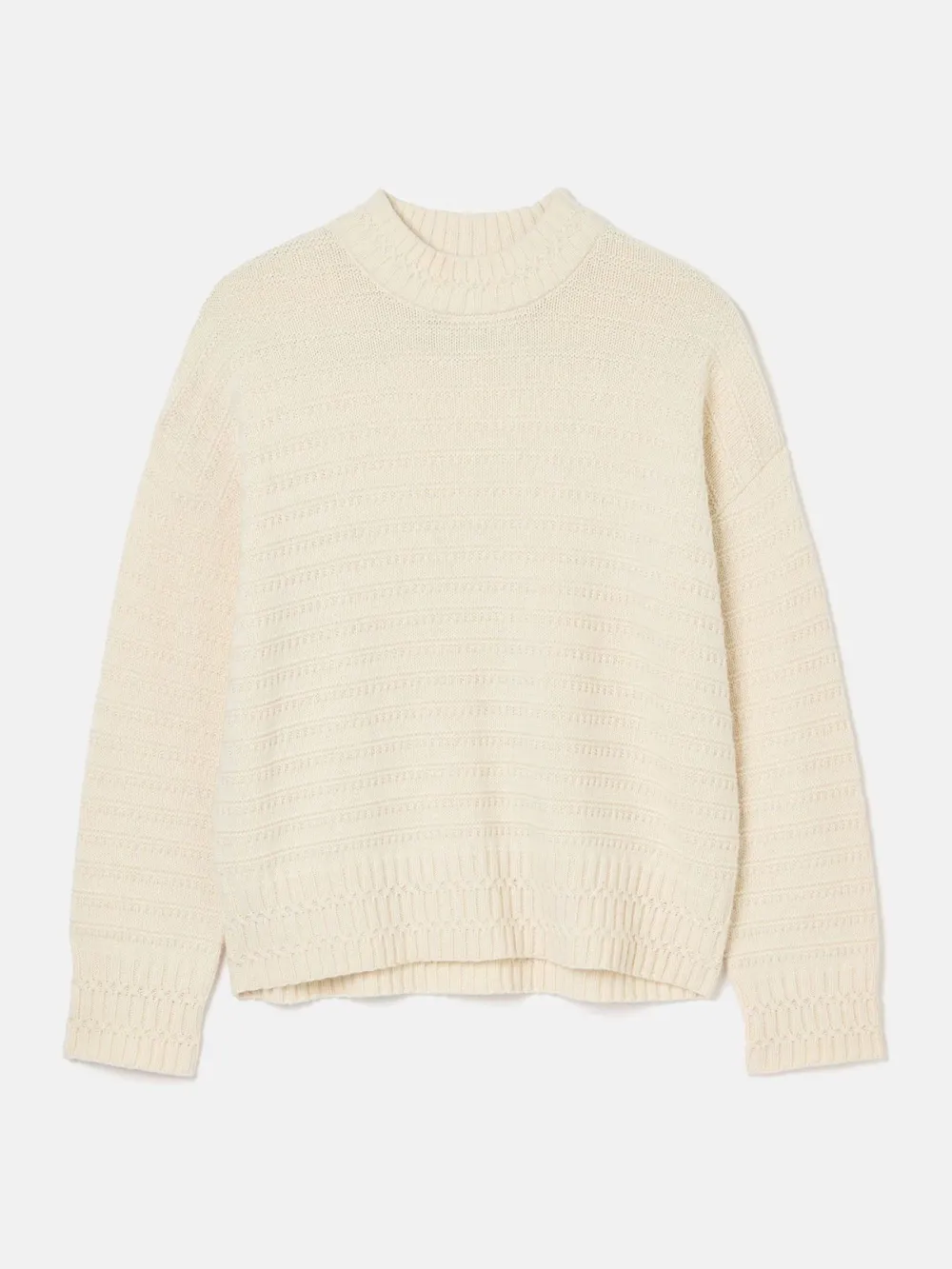 Bernie Cream Crew Neck Textured Jumper Contains Merino Wool