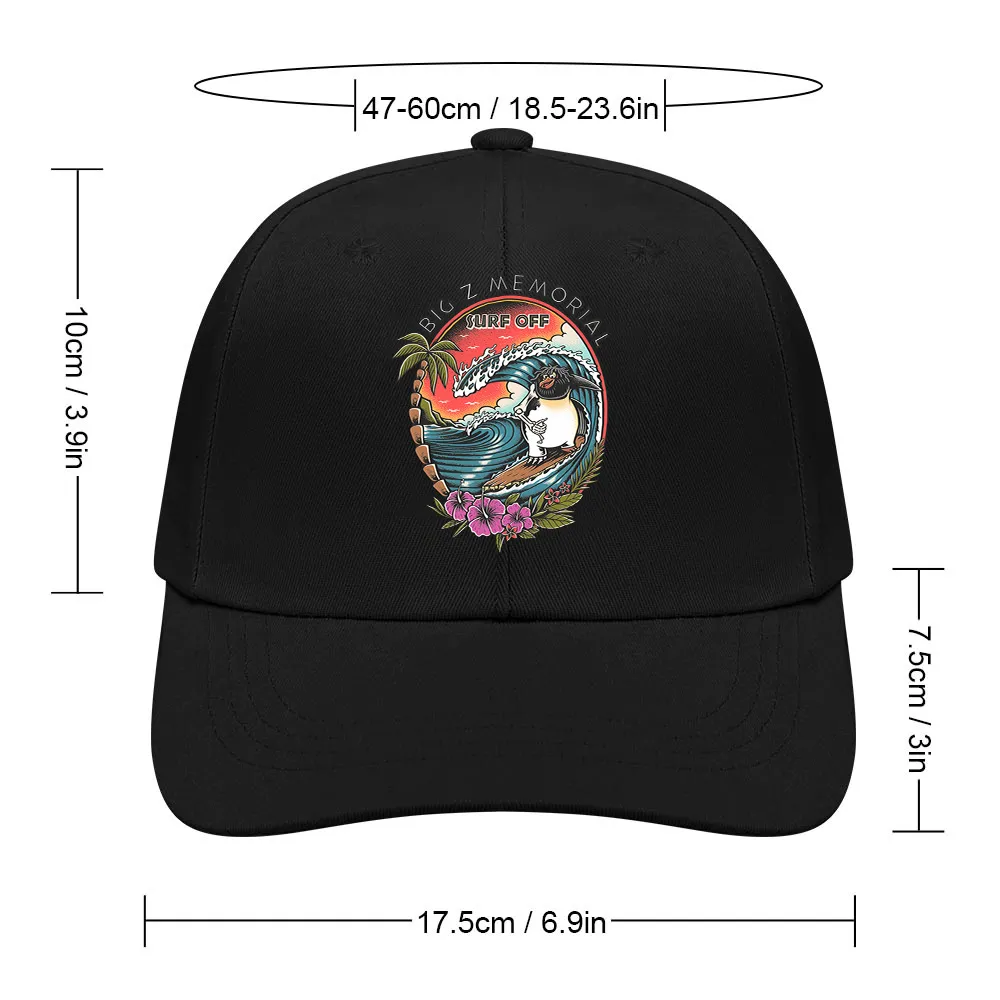 Beach Surfing Printed Bent Rubber Baseball Cap