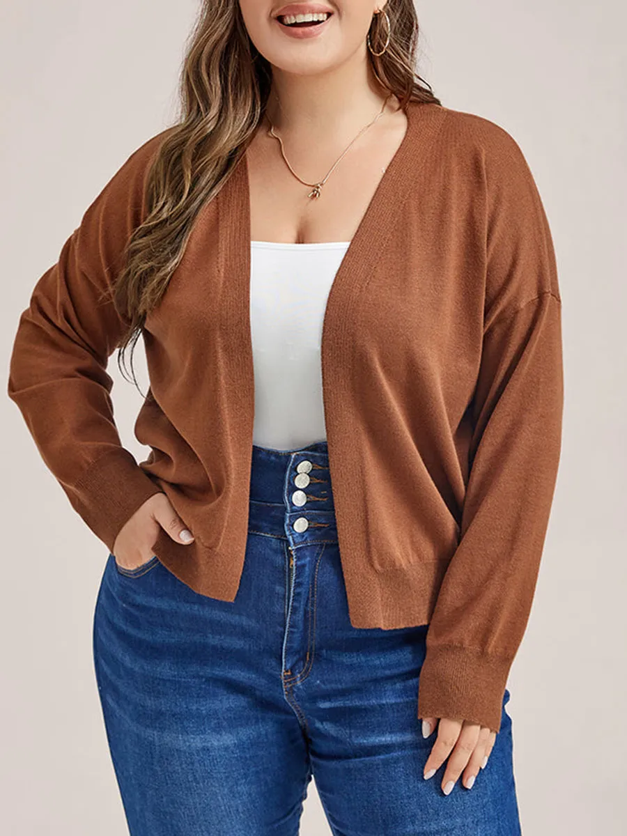 Open Front Drop Shoulder Cardigan