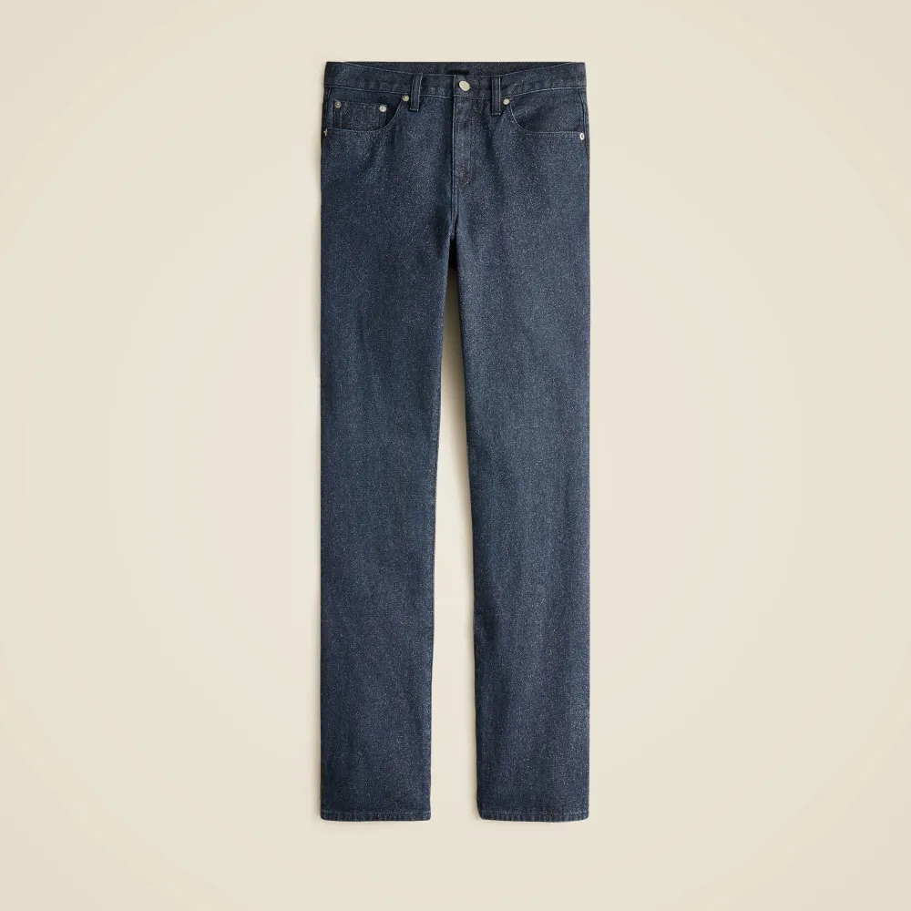 Mid-rise straight jean  metallic threads  rigid