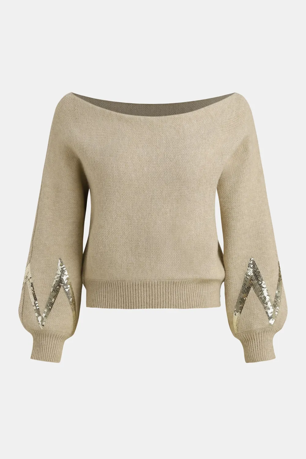 Gold Sequin Off-Shoulder Sweater