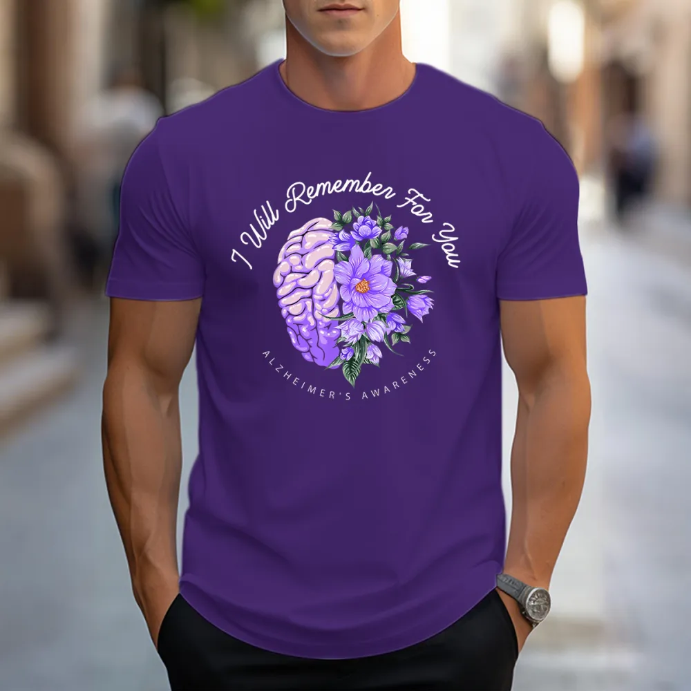 Men'S I Will Remember For You Alzheimer'S Awareness Round-Neck Short-Sleeved T-Shirt