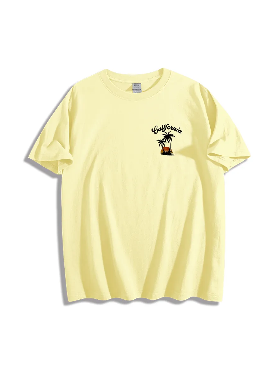 Shirt Summer Palm Tree Printed Hawaii Beach Graphic Mens T-Shirt Holiday Casual