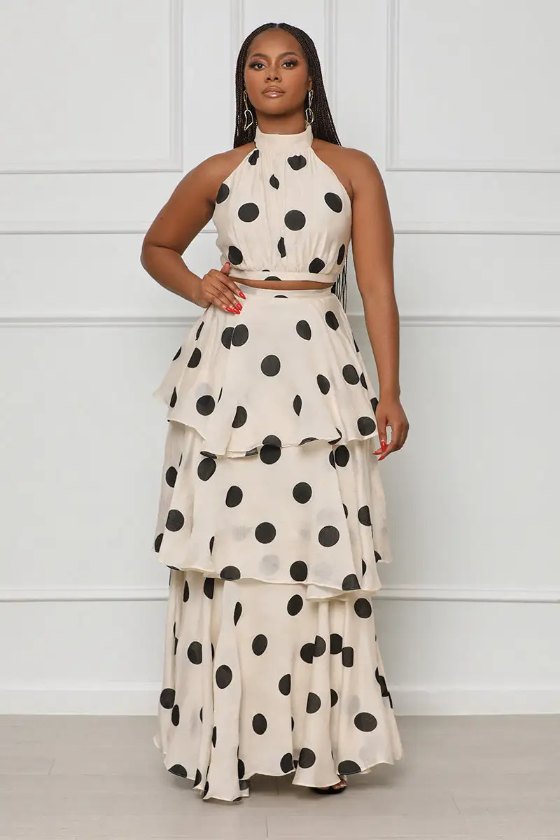Into The Ruffle Polka Dot Set (Cream Multi)-FINAL SALE