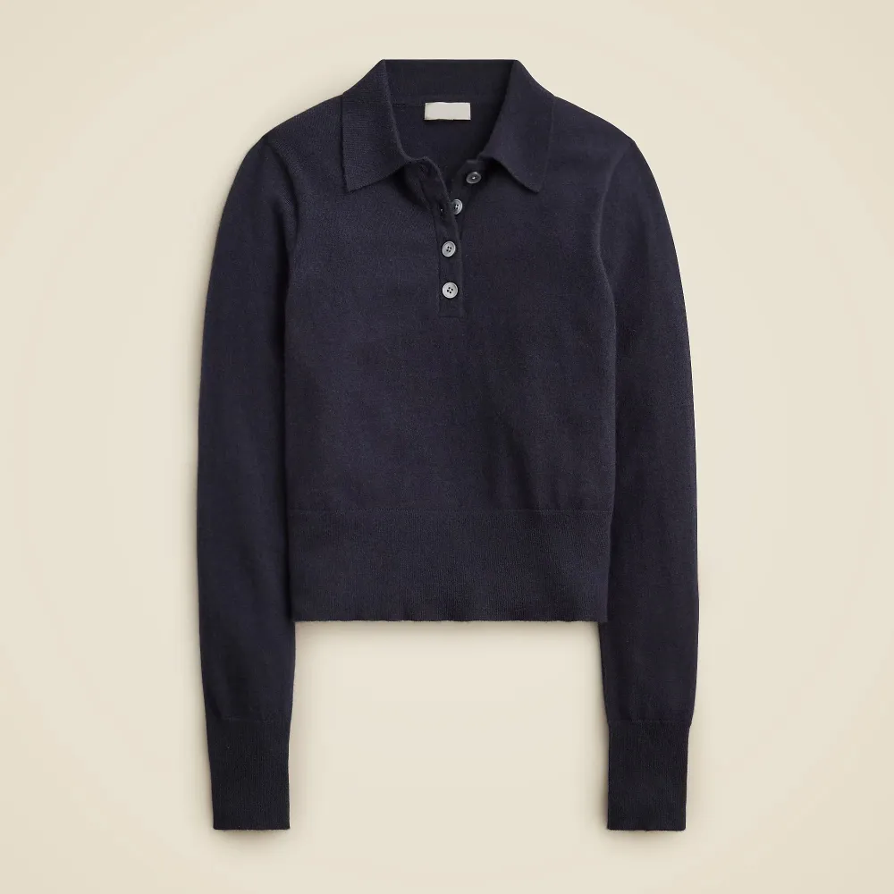 cashmere-blend long-sleeve polo shirt