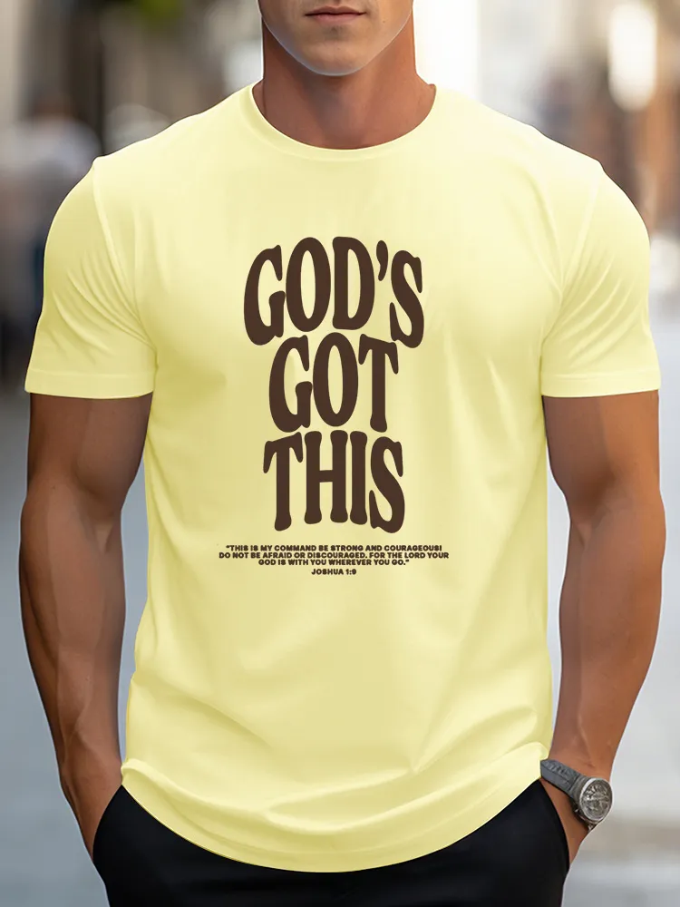 Men'S God'S Got This Pure Cotton Round-Neck Short-Sleeved T-Shirt