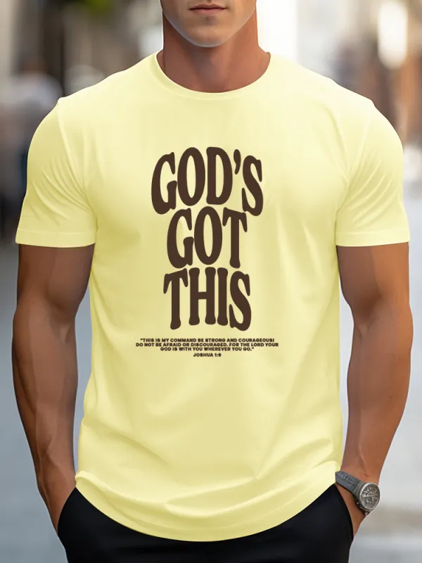 Men'S God'S Got This Pure Cotton Round-Neck Short-Sleeved T-Shirt