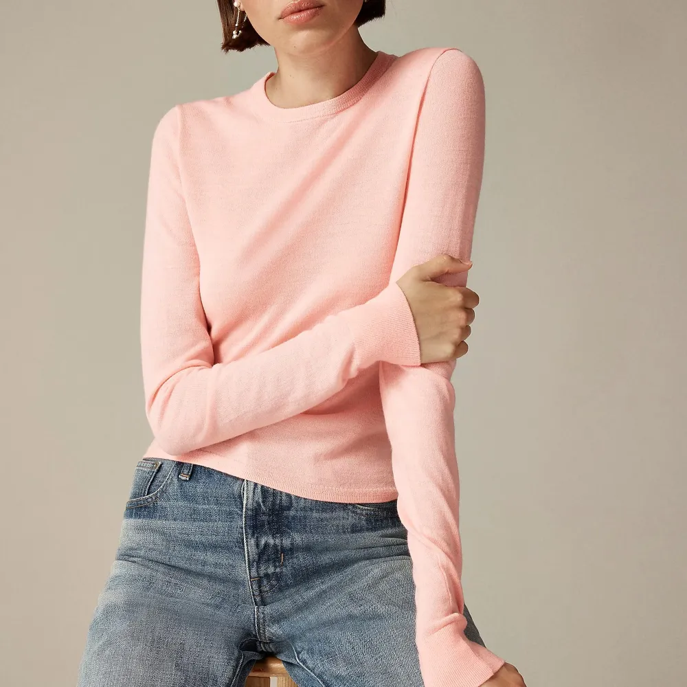 Ribbed cashmere cropped crewneck sweater