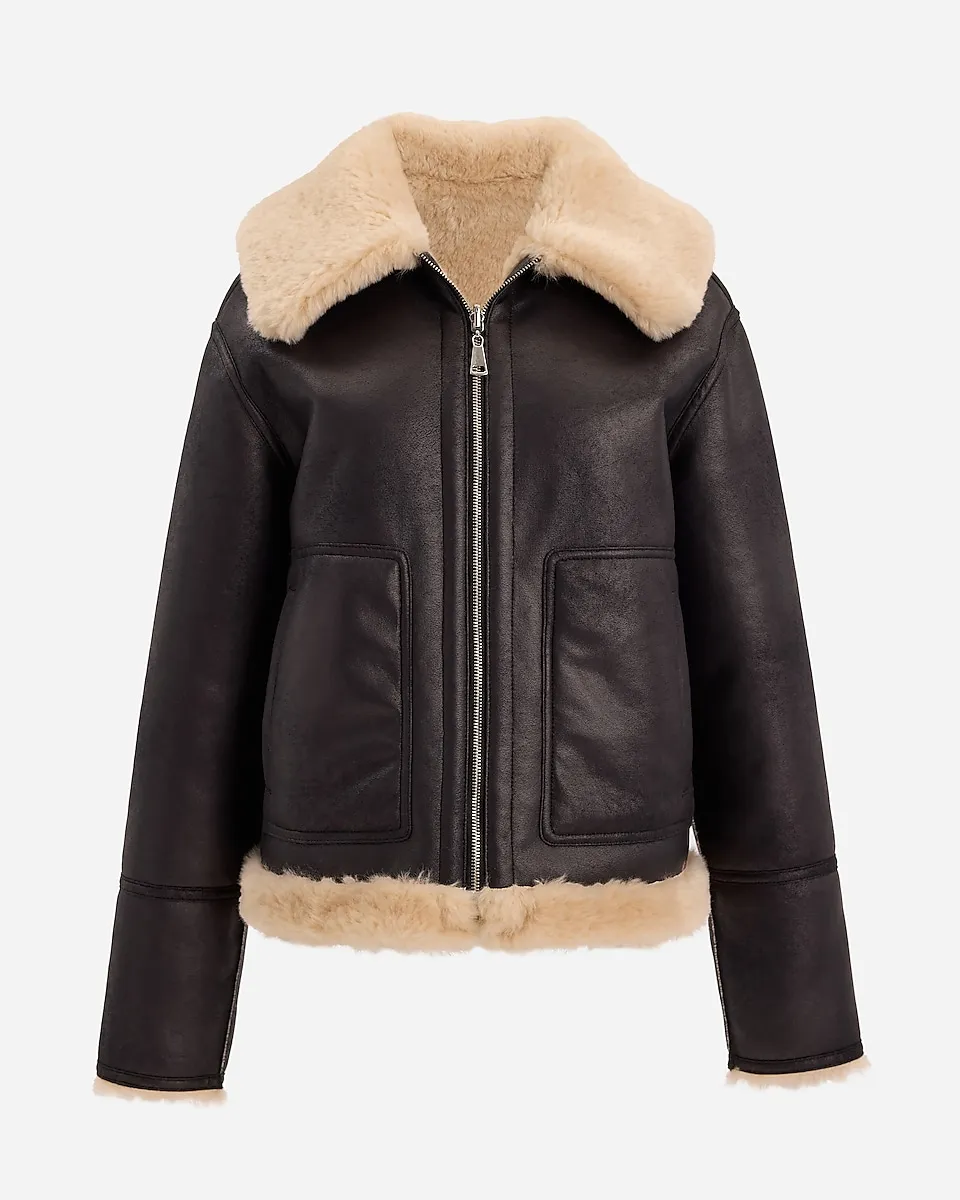 Reversible Faux Leather Shearling Jacket