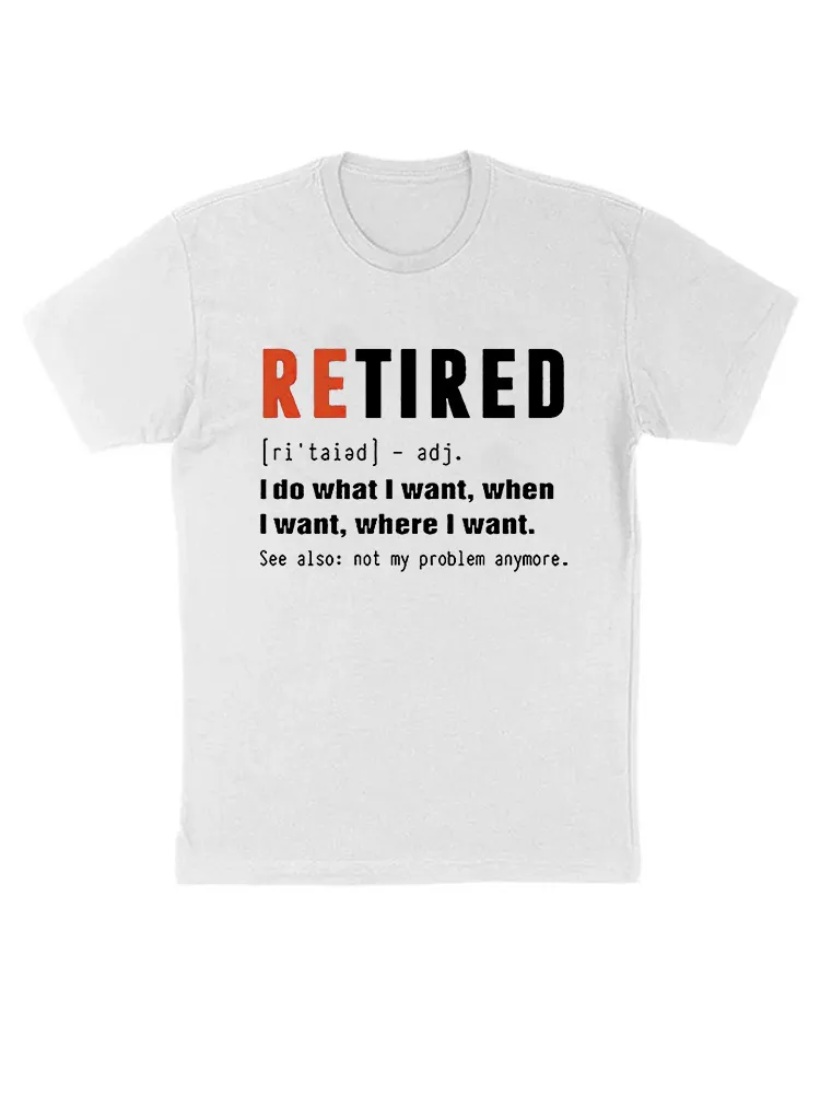 Funny Retired Definition Cotton Short Sleeve Graphic T-Shirt