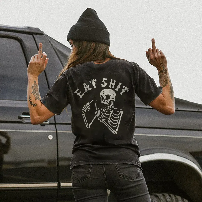 Eat Shit Printed Skeleton T-shirt