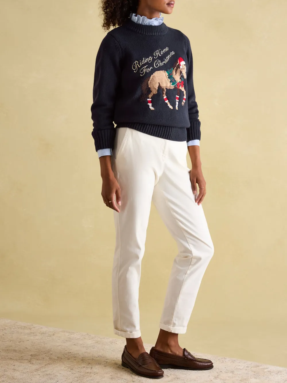 Noelle Navy Intarsia Christmas Jumper