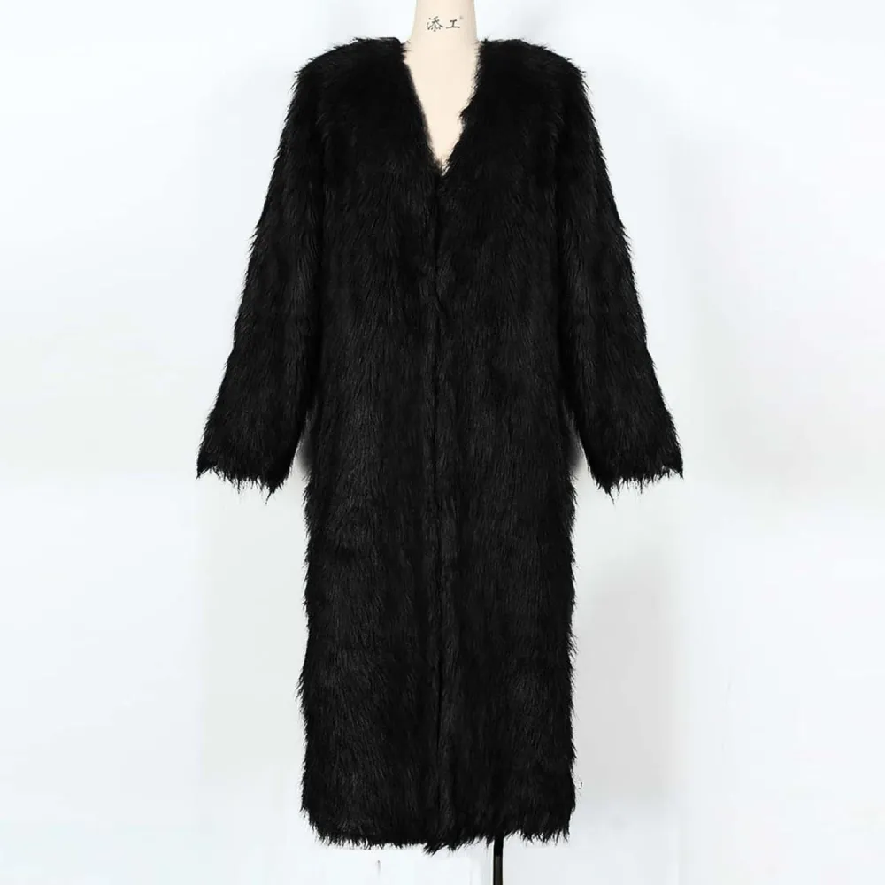 Mzkdieey Womens Faux Fur Warm Winter Coat Luxury Fluffy Parka Jacket Casual Open Front Cardigan Long Coat Outwear Overcoat