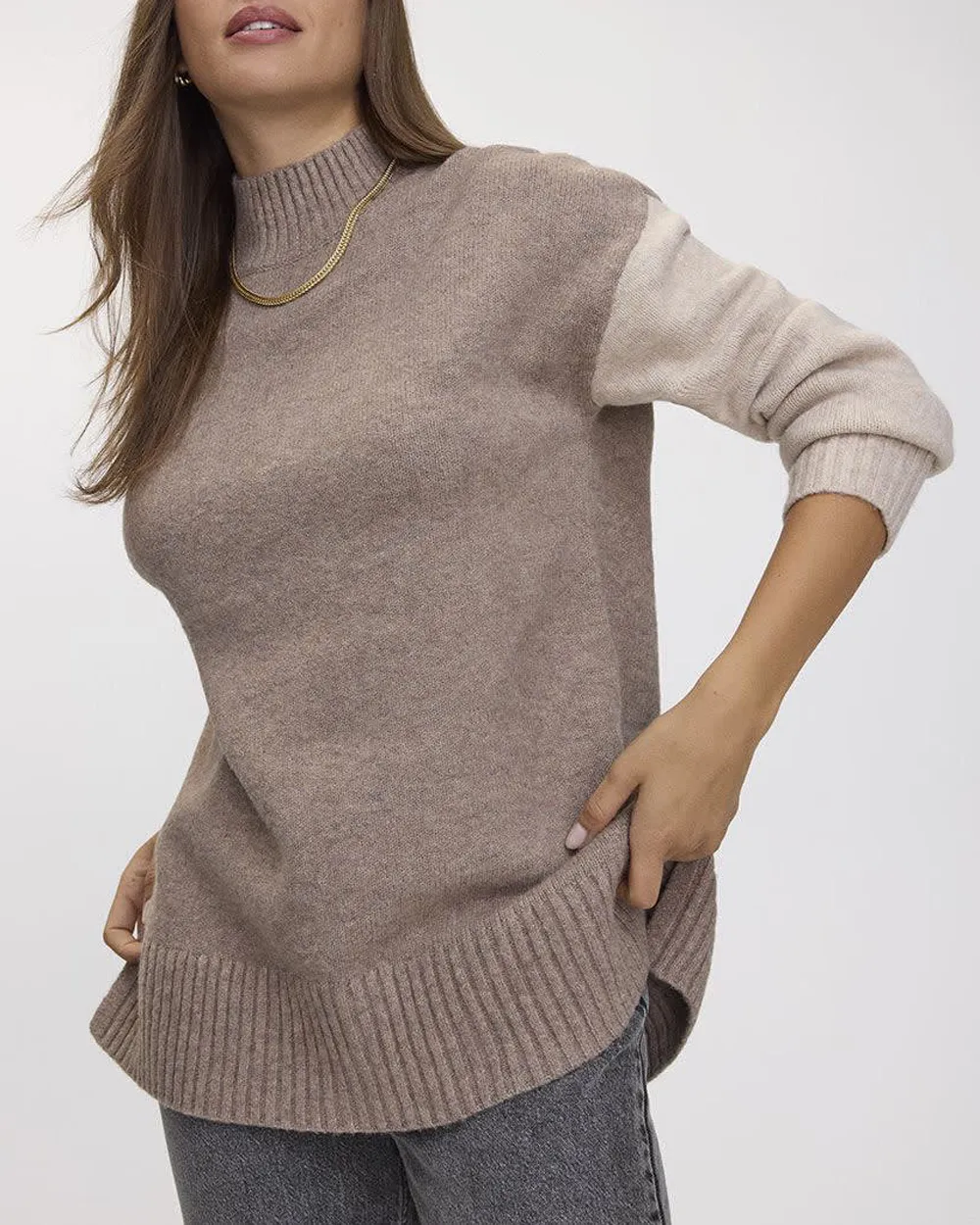 Long-Sleeve Mock-Neck PlushSoft Loose Tunic