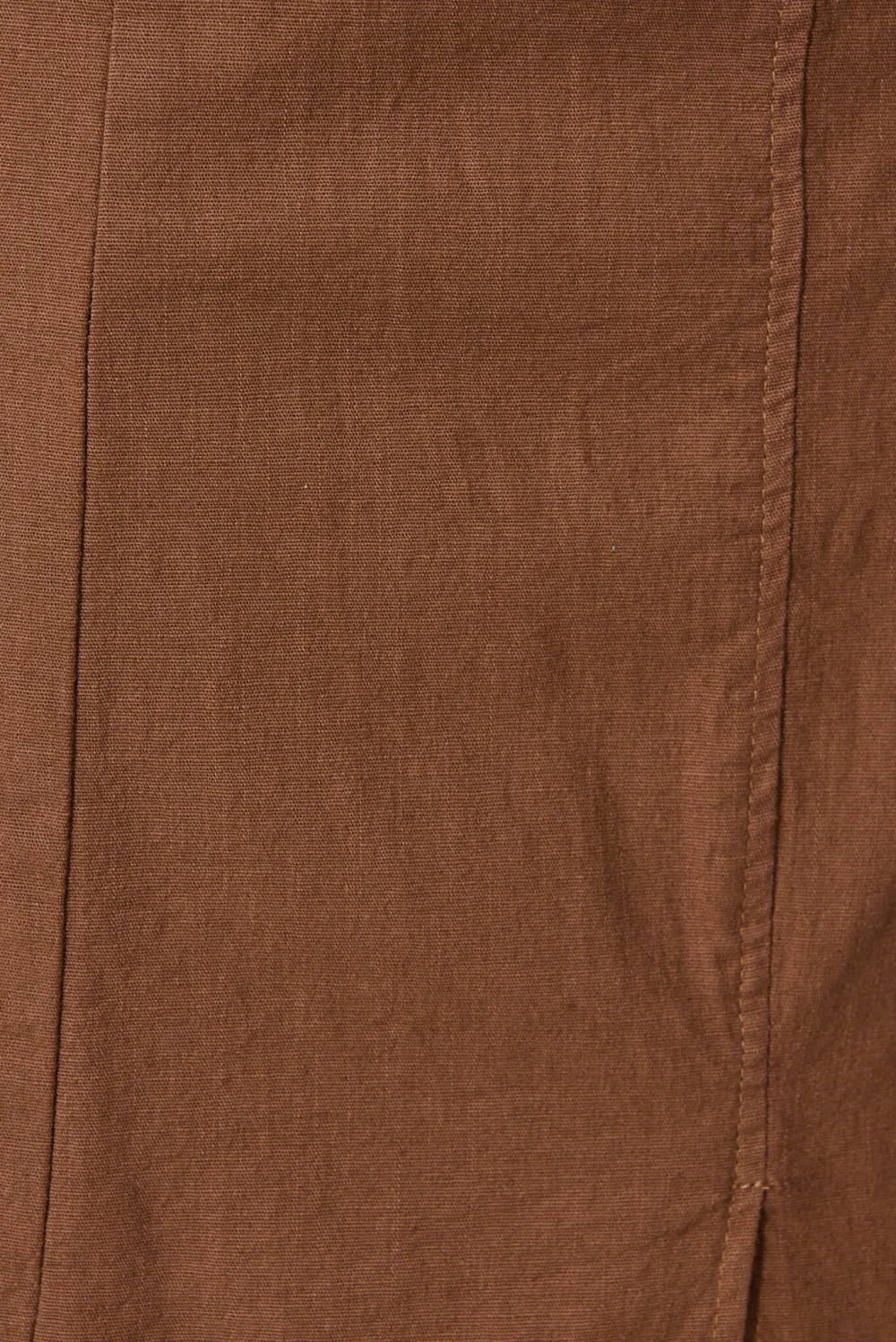Brown Elastic Waist Slit Midi Skirt