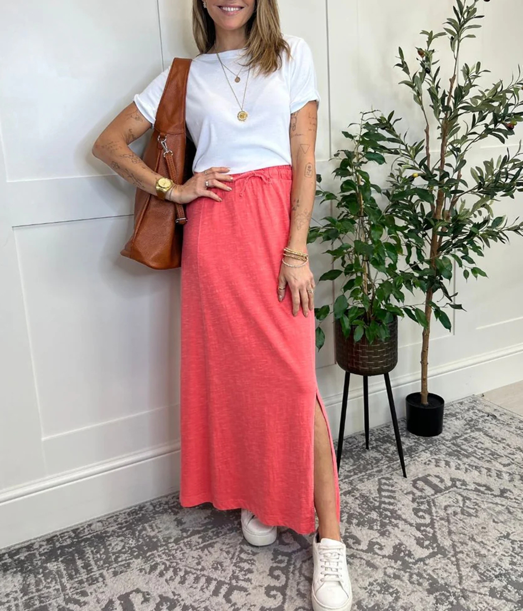 Coral Jersey Midaxi Skirt