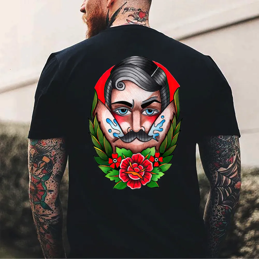 Bearded Man And Rose Printed Men's T-shirt