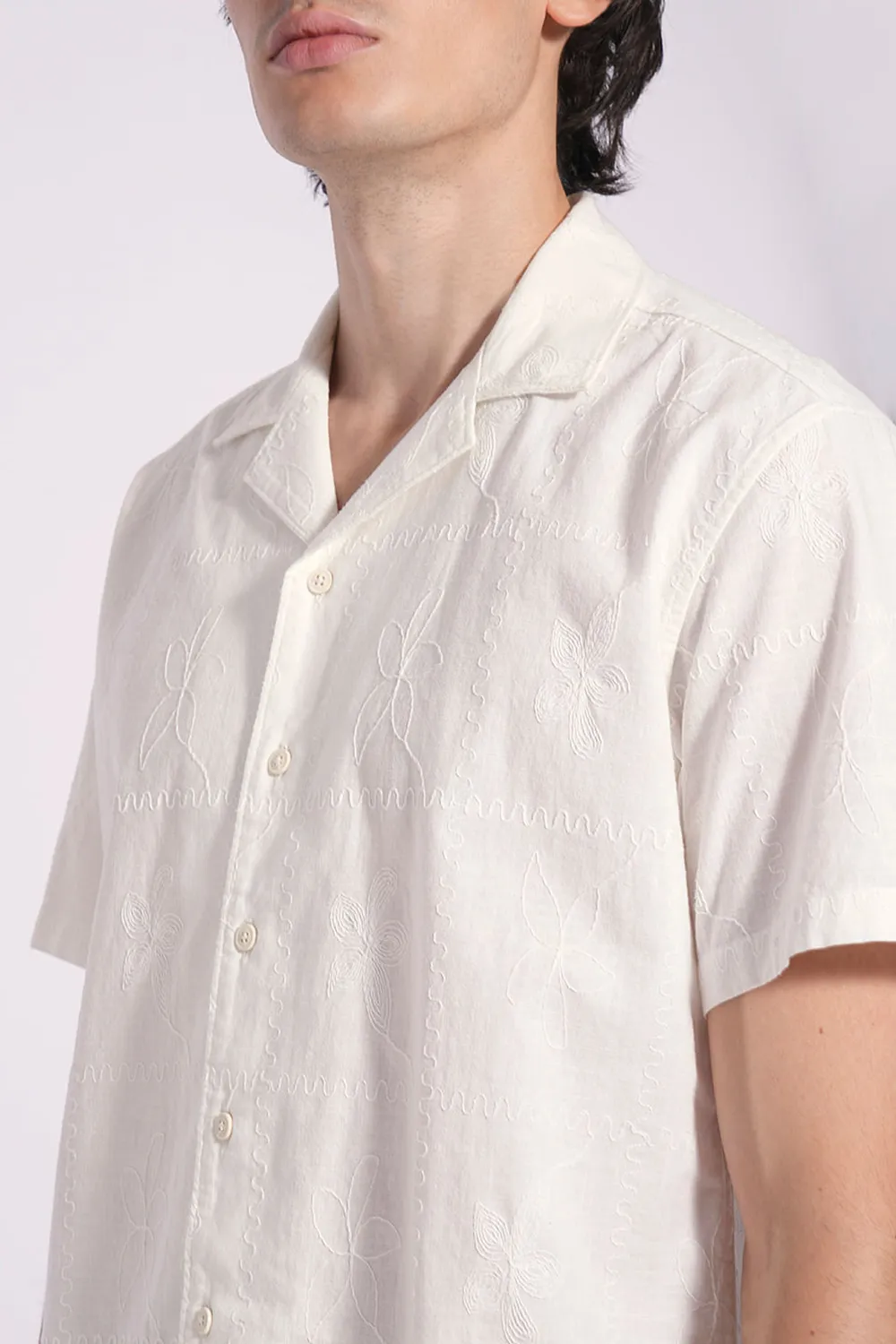 White Embroidered Cotton Shirt