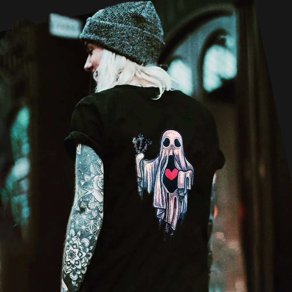 A Ghost With A Heart Printed Women's T-shirt
