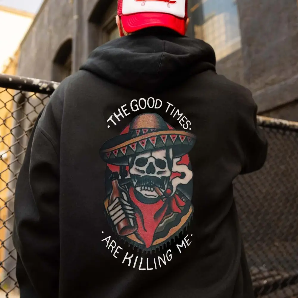 The Good Times Are King Me Printed Men's Hoodie