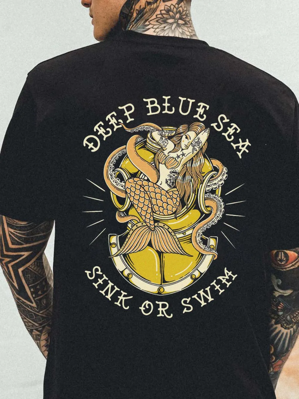 Deep Blue Sea Sink Or Swim Printed Men's T-shirt