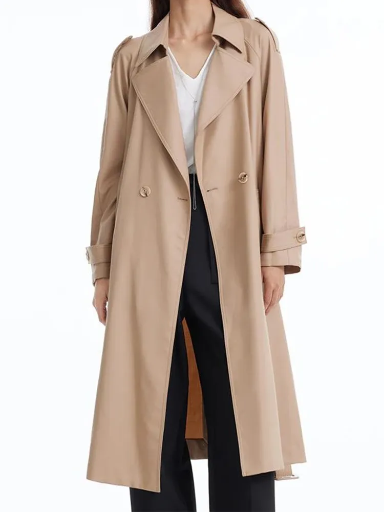 Worsted Woolen Trench Coat With Belt