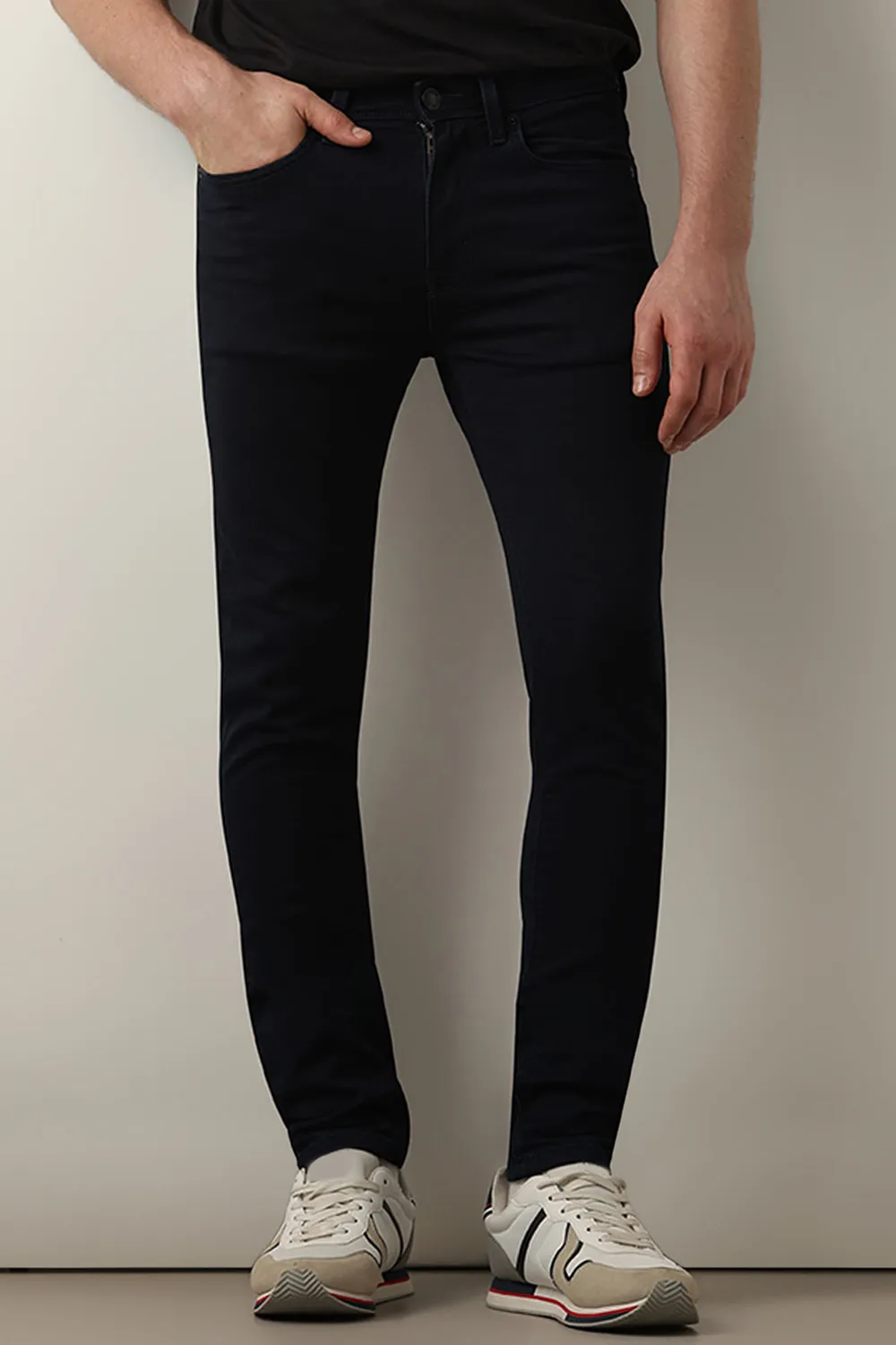 Dark Blue Mid Rise Washed Slim Fit Jeans