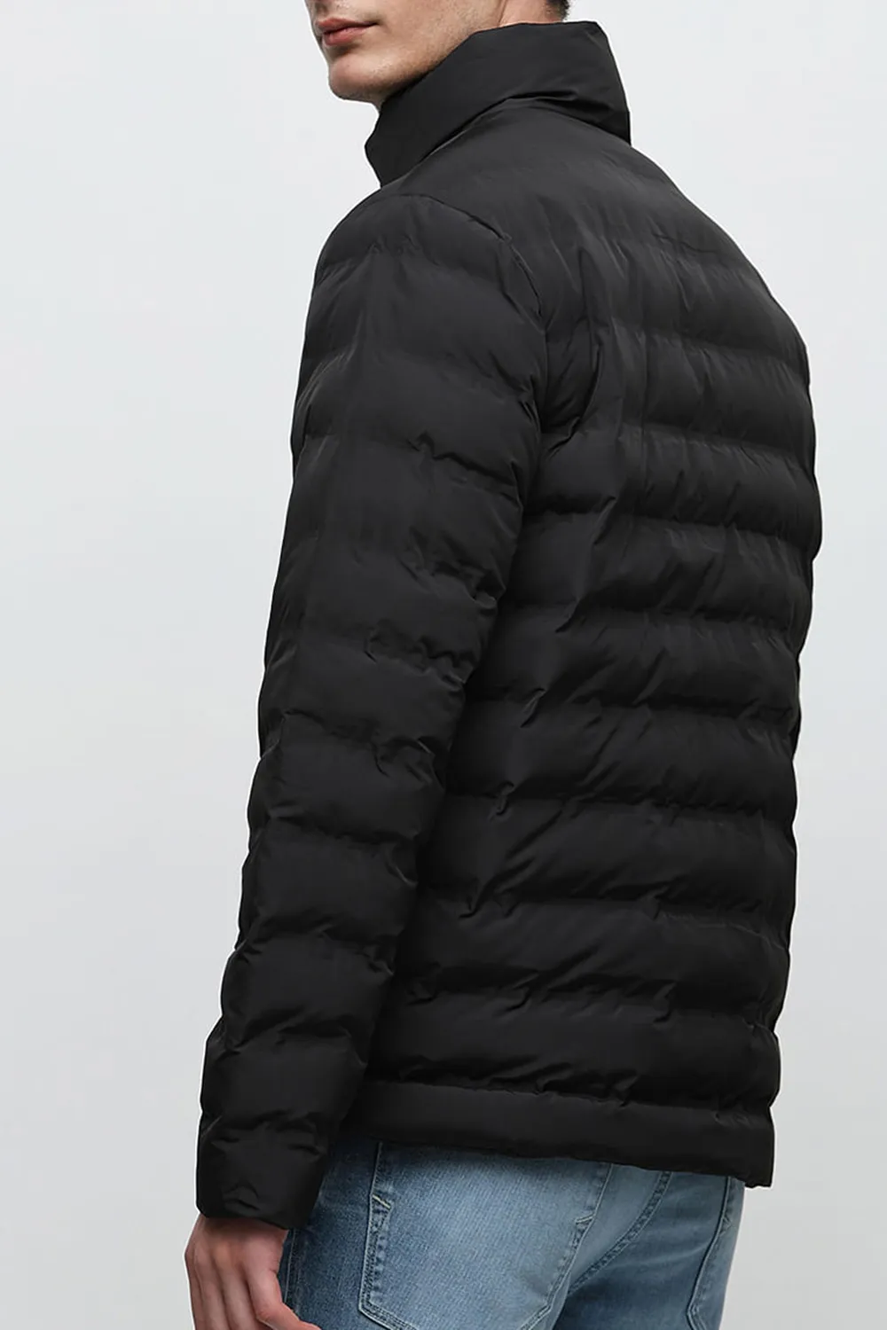 Green High Neck Quilted Jacket