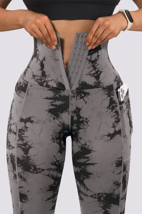 Tie Dye Pocket Side Cincher Sports Leggings