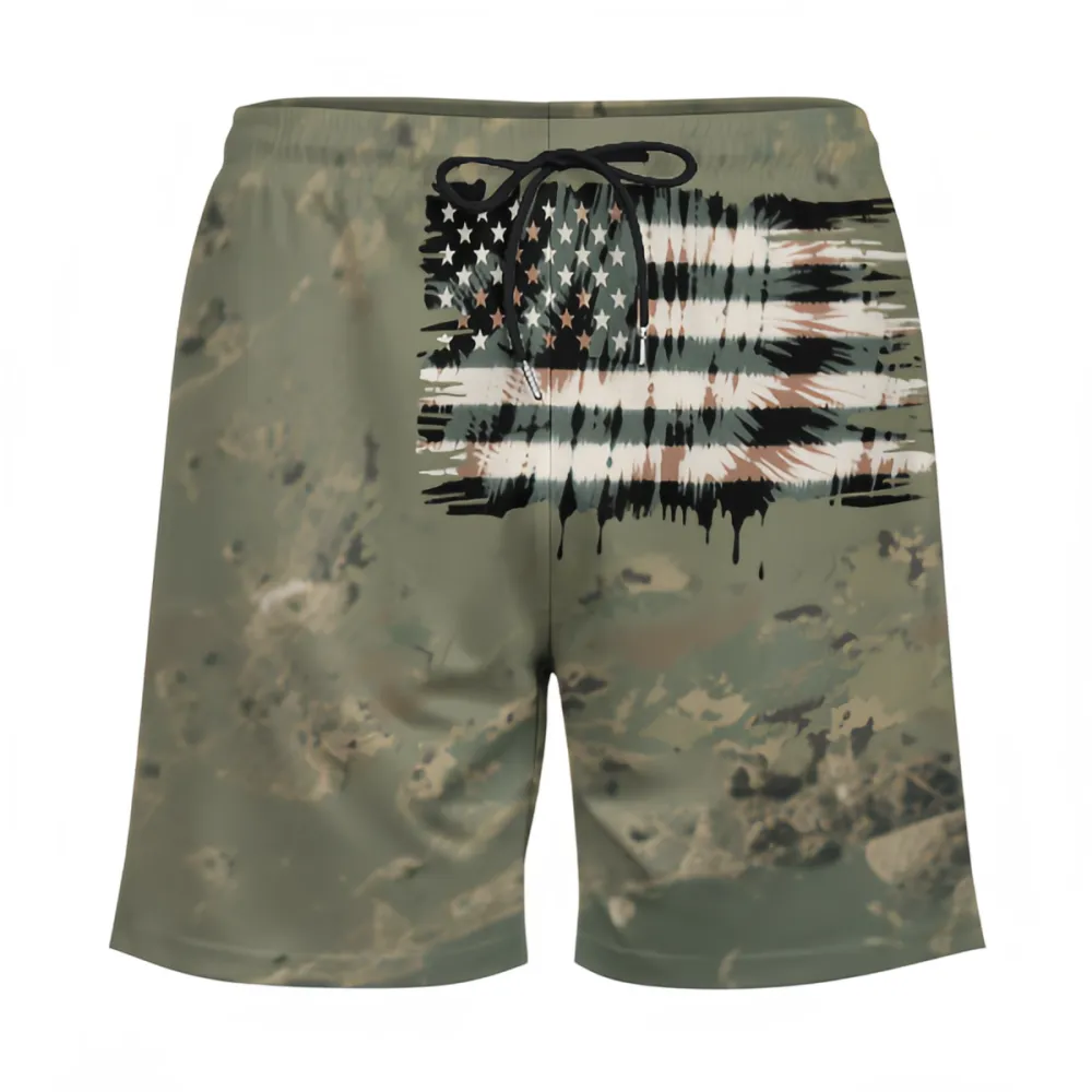 Art Style Gray Tone Flag Camouflage Style Sports Board Shorts