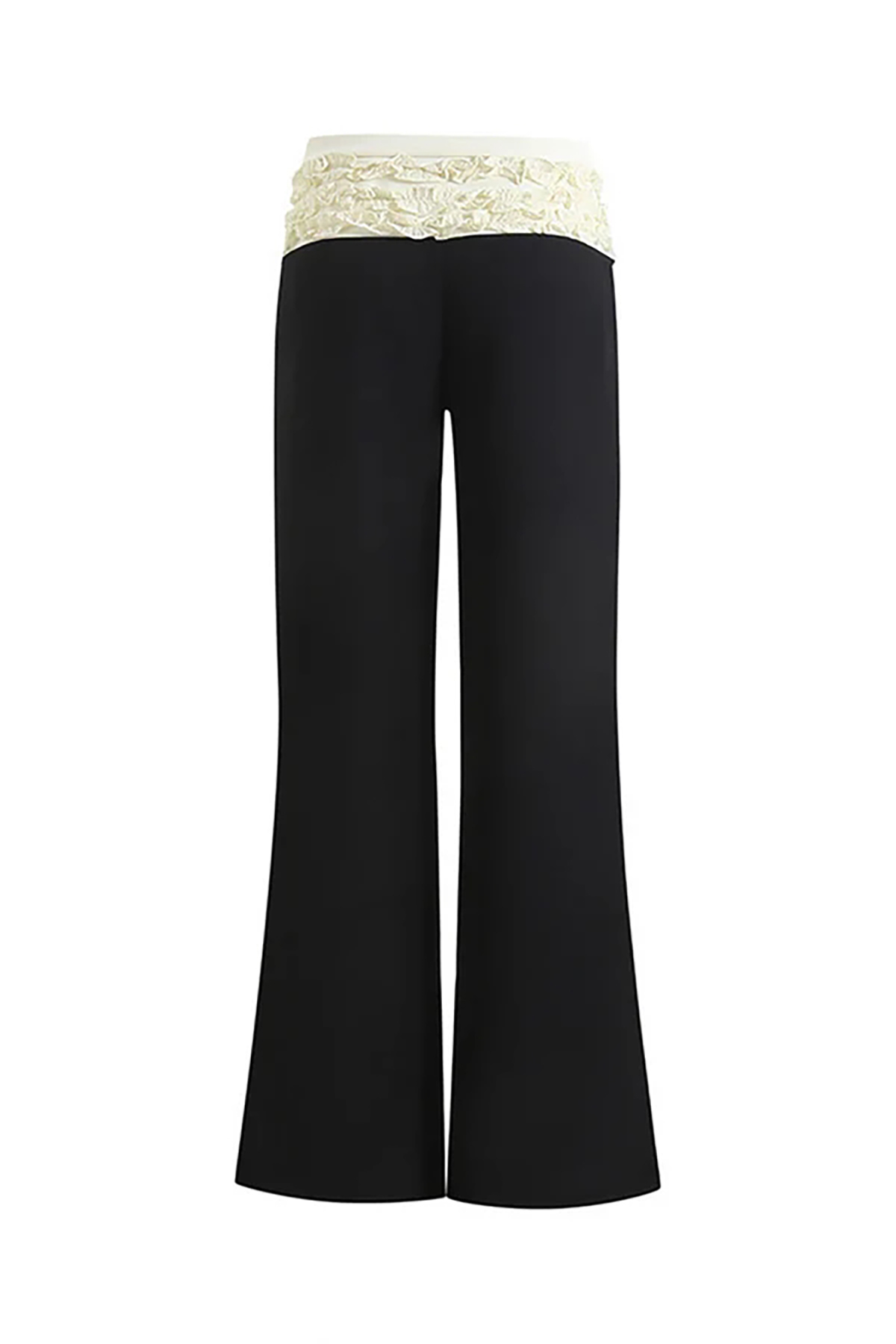 Graceful Two Tone Ruffle Layered Low Rise Hybrid Bootcut Pants