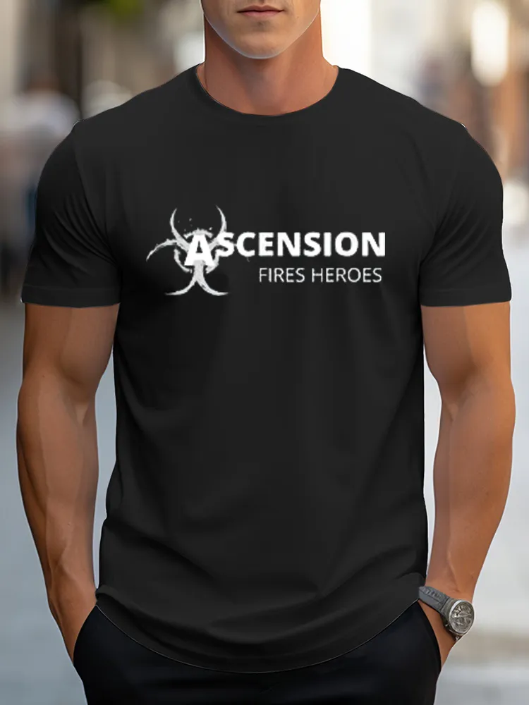 Men'S Ascension Fires Heroes Pure Cotton Round-Neck Short-Sleeved T-Shirt