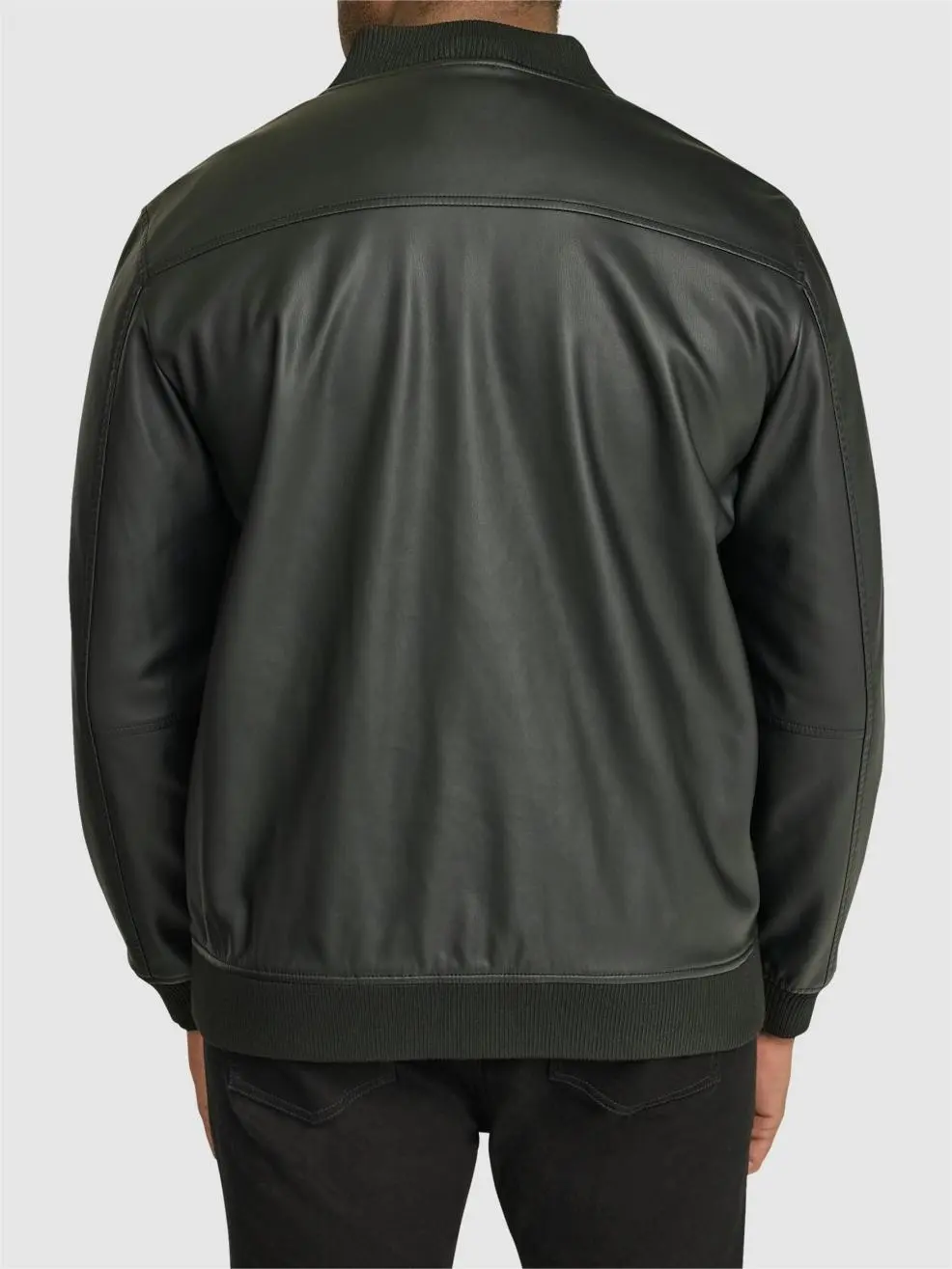 BLACK CURTIS FAUX LEATHER BOMBER