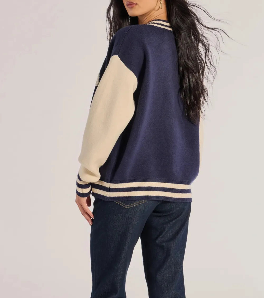 Varsity Chic Button-Down Sweater Jacket