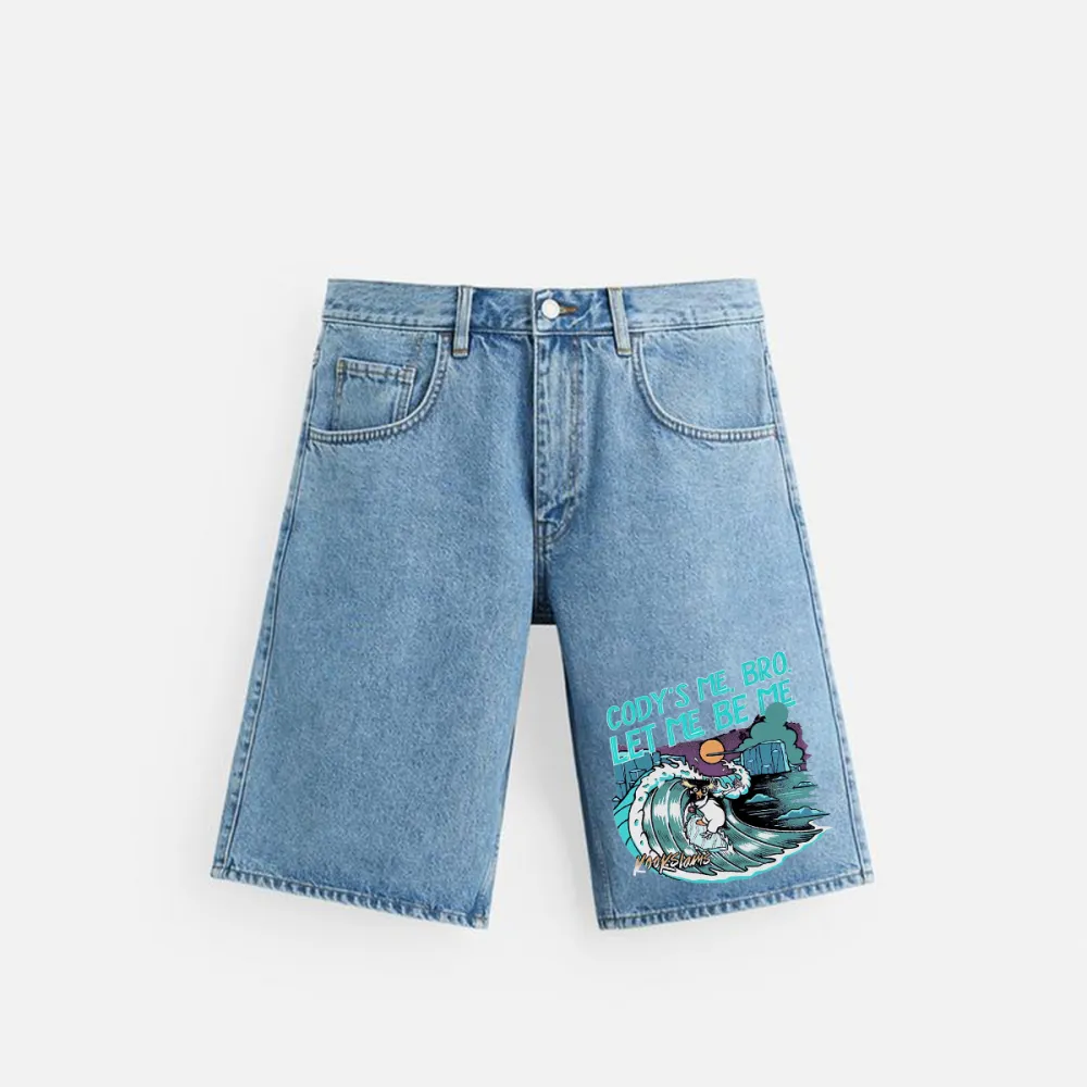 Cody'S Me, Bro. Let Me Be Me Printed Denim Shorts