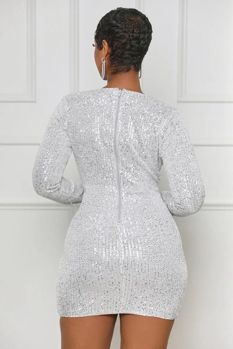 Shine For You Sequin Mini Dress (White Multi)- FINAL SALE